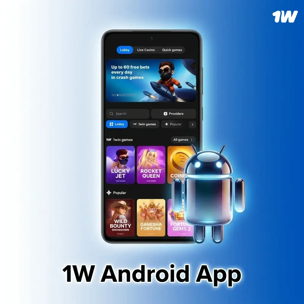 1w Android app installation guide showing APK download steps for Android 5.0 and higher devices