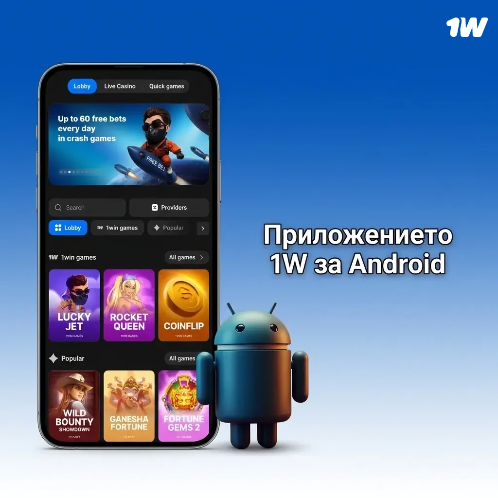 Приложението 1w за Android – безплатно изтегляне на APK за спортни залози и казино игри