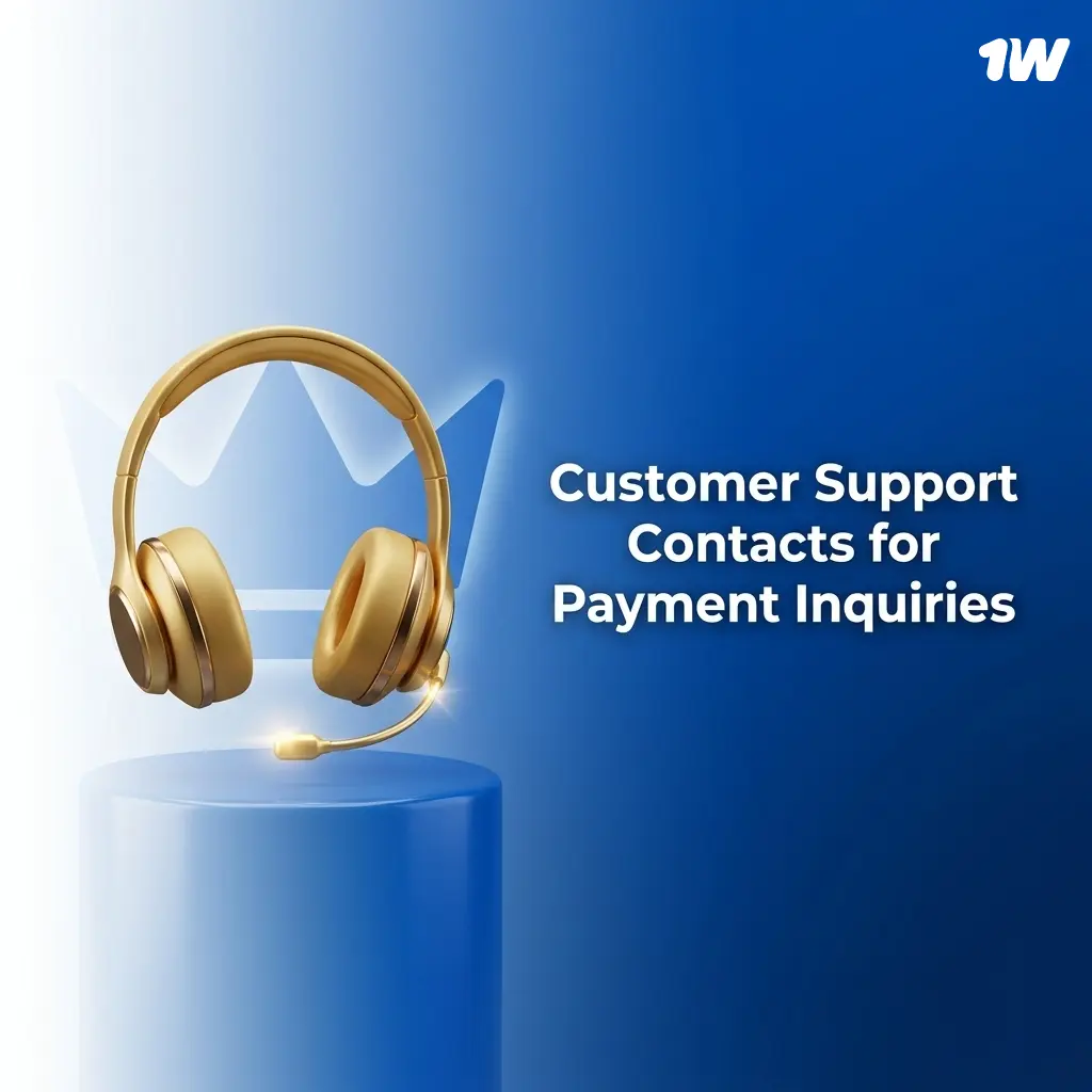 1w platform customer support channels including live chat, email, and FAQ help center for payment inquiries
