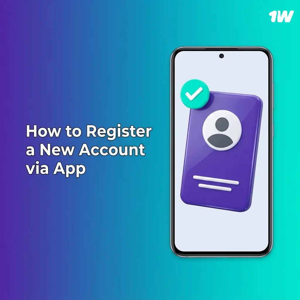 1w app registration screen showing sign-up options for phone, email, or social media on Android and iOS devices