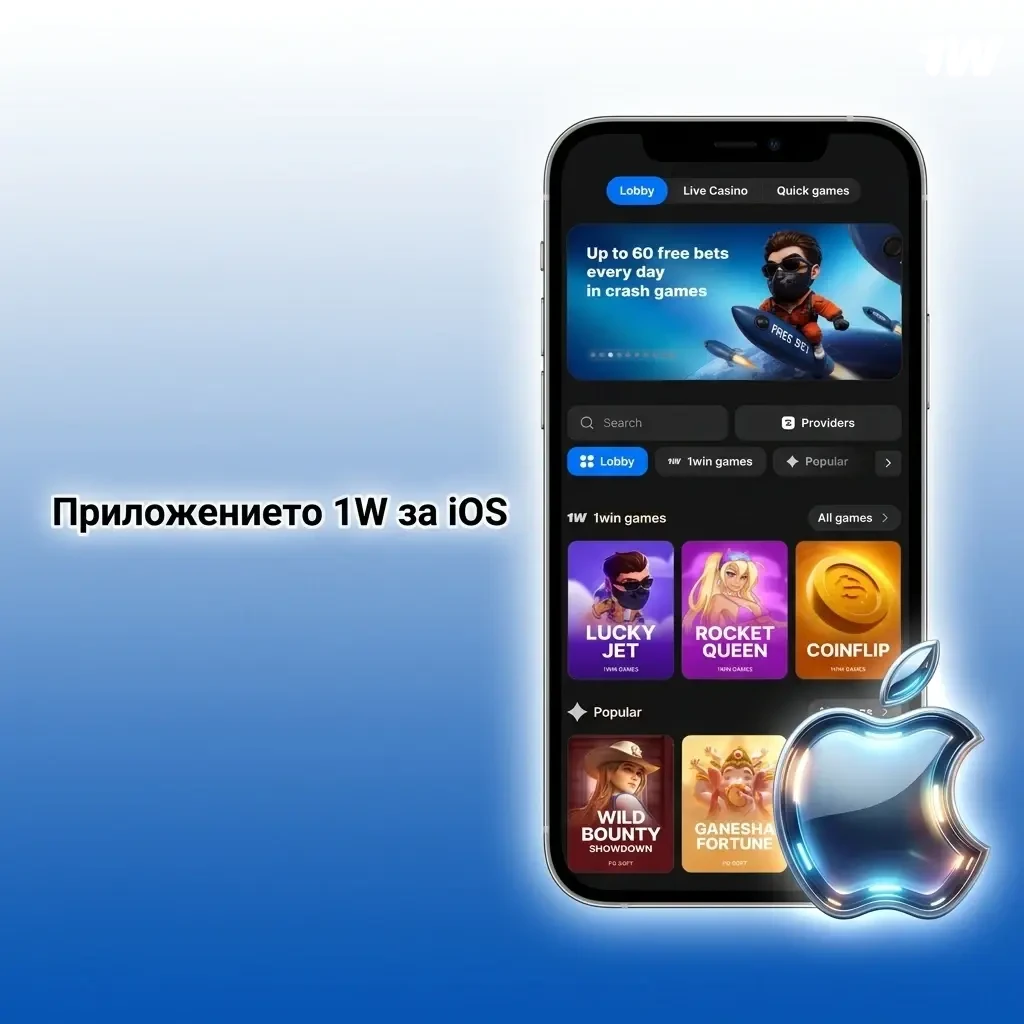 Приложението 1w за iOS на iPhone и iPad – безплатно, оптимизирано за бързо залагане