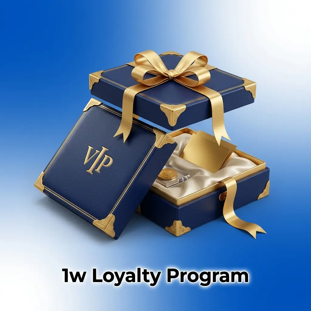 1w loyalty program tier chart showing Bronze to Elite levels with point requirements and benefits including cashback and VIP rewards