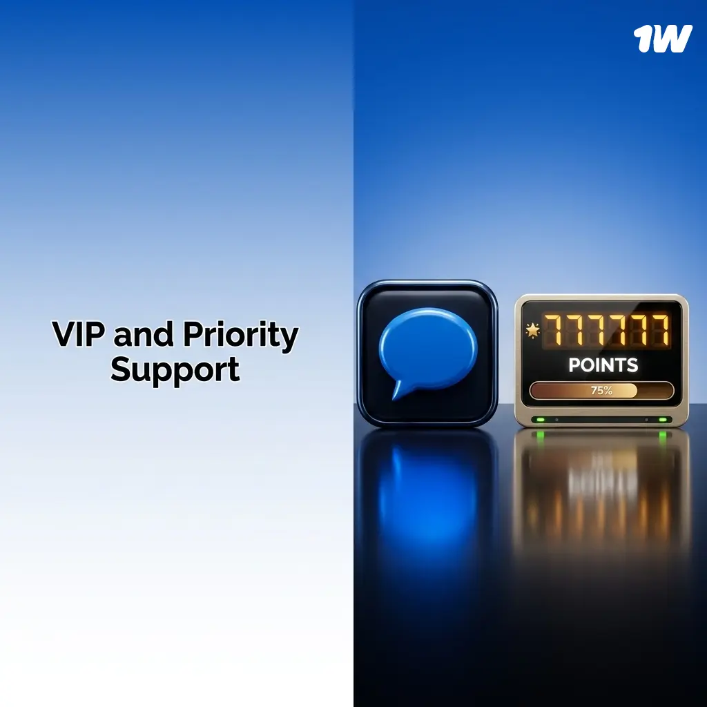 1w platform VIP priority support service offering faster response times and personalized assistance for high-tier members