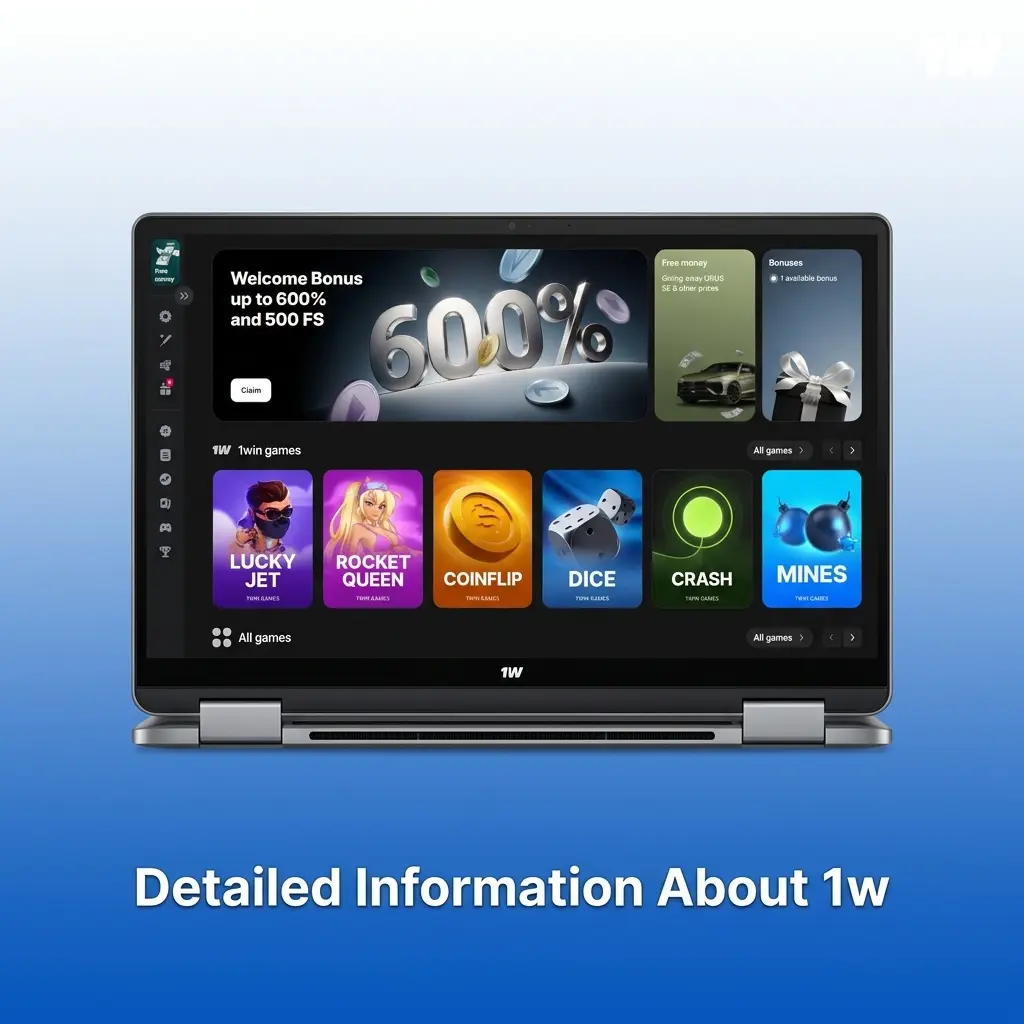 1w betting and gaming platform interface showing sportsbook, casino games, and secure mobile apps for players worldwide