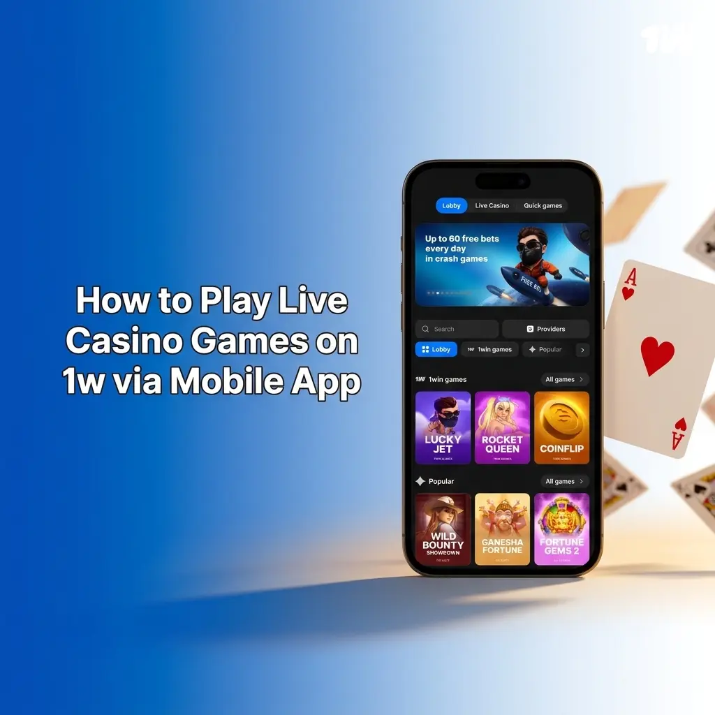 1w mobile app live casino gameplay on iOS and Android with HD streaming, table selection, and live dealer interaction