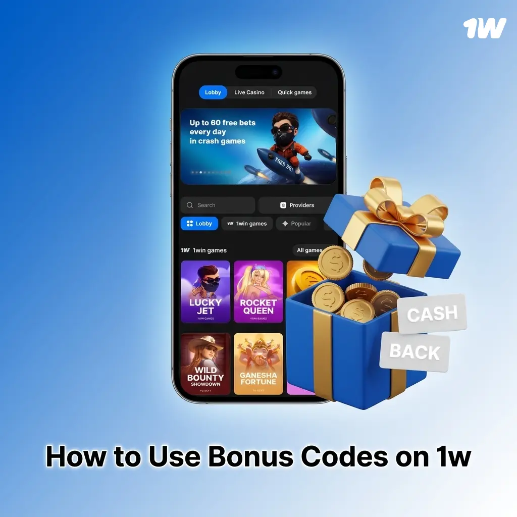 1w cashier screen showing promo code field during deposit process for activating bonus codes