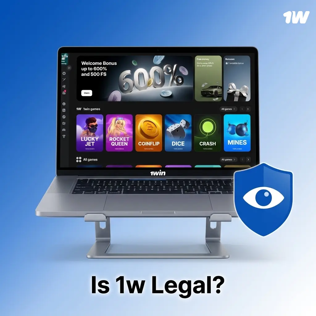 1w online casino Curaçao eGaming license No. 8048/JAZ showing legal compliance, SSL encryption, and RNG certification