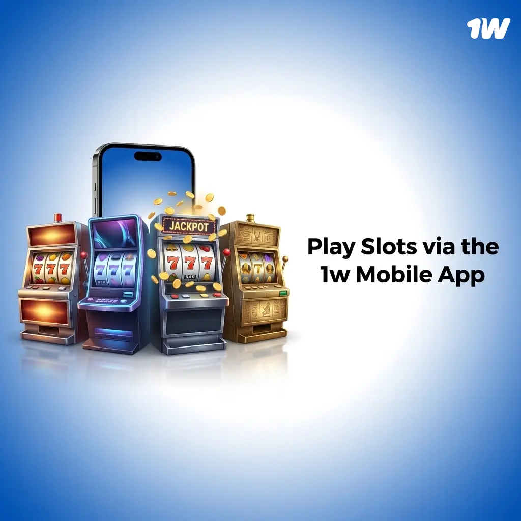1w mobile app interface showing slots lobby on smartphone with touch-optimized controls for Android and iOS users