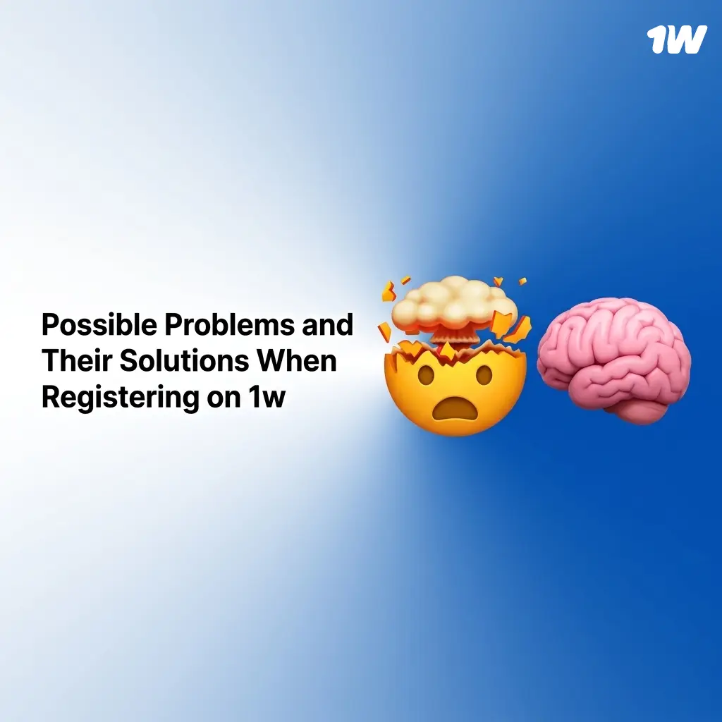 1w registration troubleshooting guide showing common problems like SMS verification, email confirmation, and duplicate account solutions
